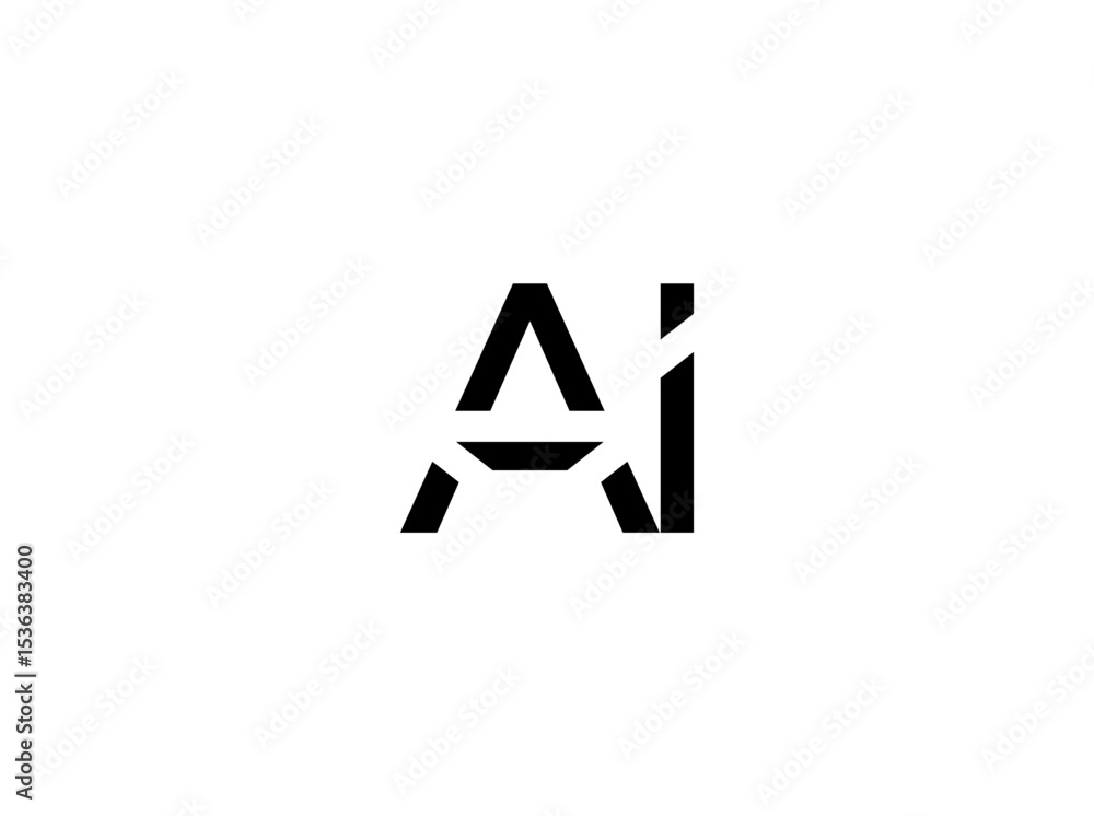 Poster ai logo design tech geometric style for artificial intelligence, digital innovation, cyber branding,