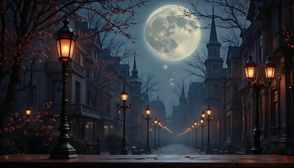 Victorian street lamp diy diamond painting kit, aged bronze and deep burgundy, gothic romance, moonlit atmospheric lighting, historical grandeur, dramatic storytelling, evocative"
