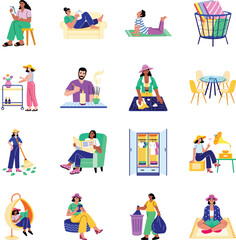 Fototapeta premium Pack of Flat Style Home Illustrations