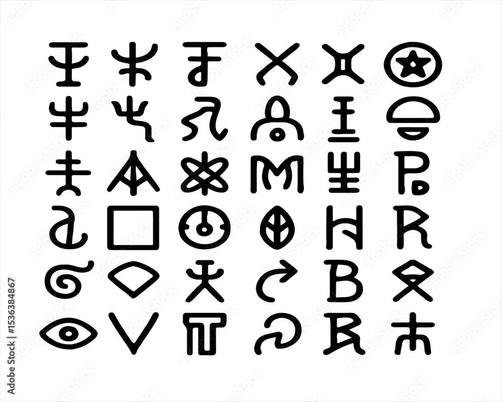 Poster set of web design icons with symbols for various themes like religion, medical, and anchor in a clea