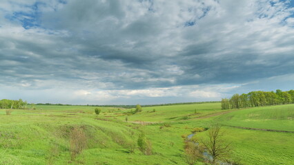 A Stunning Scenic Landscape Featuring Lush, Vibrant Greenery and Dramatic, Captivating Clouds Time lapse.
