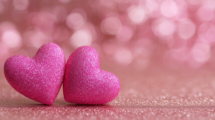 Obraz premium Festive pink glitter hearts for Valentine's Day decoration