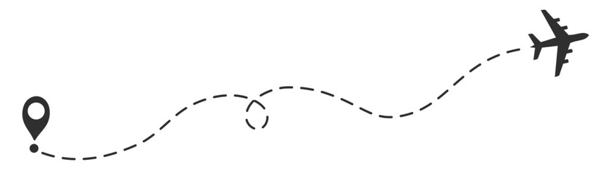 Airplane line path route travel destination silhouette