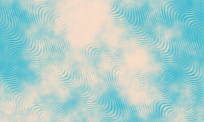 Abstract halftone grunge texture background image. Line art vintage vector background. Blue sky in engraving style.