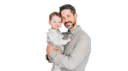 Father and child portrait happy family dad holding baby son love parenthood family bonding together 100