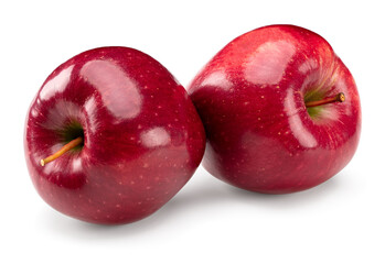 two red apples isolated on white background. clipping path
