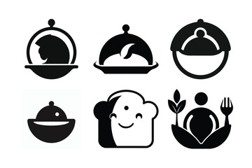 Black and White Food Icons Various Culinary Designs Serving Dishes Nutrition and Healthy Eating Visuals