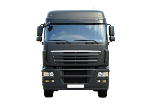 semi truck cab front view isolated on transparent background