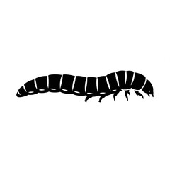Fototapeta premium A silhouette of a mealworm, white background.
