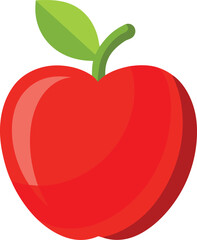 Fototapeta premium Red apple fruit with green leaf vector illustration for healthy food design