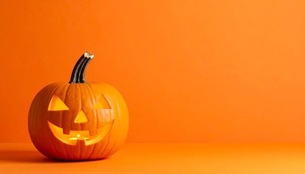 Halloween pumpkin on orange background