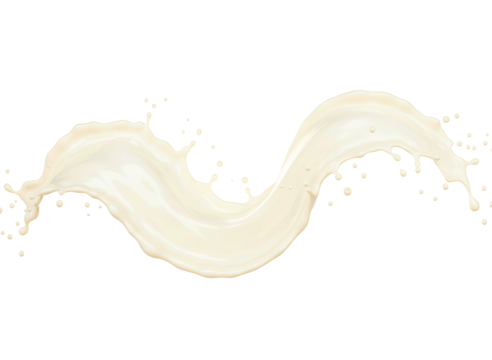 Creamy milk splash dynamic flow isolated on transparent background