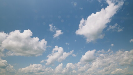 Time lapse. A Beautiful Cloudy Sky Filled with Fluffy White Clouds Gracefully Floating Above Us