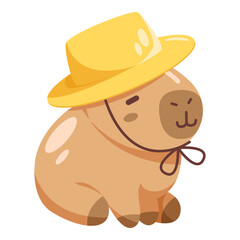 Capybara with yellow hat