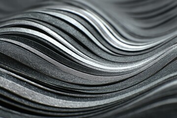 Layered curved silver waves with shimmer