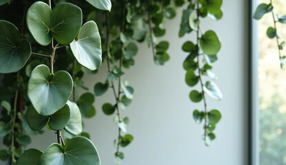 Fototapeta premium Close-up of a houseplant. White interior.
