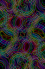 A colorful abstract pattern of lines and shapes