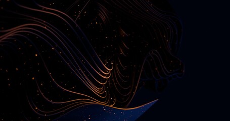 A black and orange cloth arranged in layers. Abstract background with dark waves