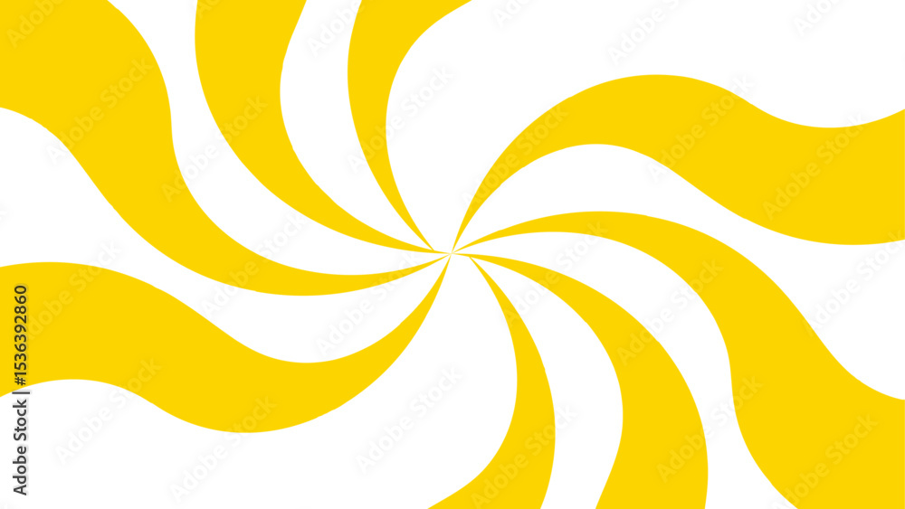 Poster abstract bold and clean background with a yellow and white spiral twist pattern. curved, wavy rays f