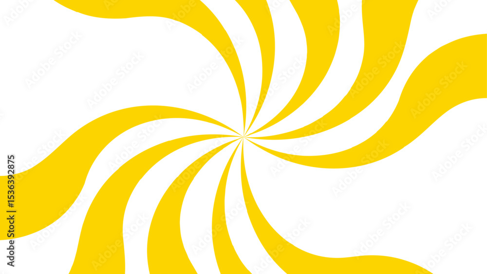 Poster abstract bold and clean background with a yellow and white spiral twist pattern. curved, wavy rays f