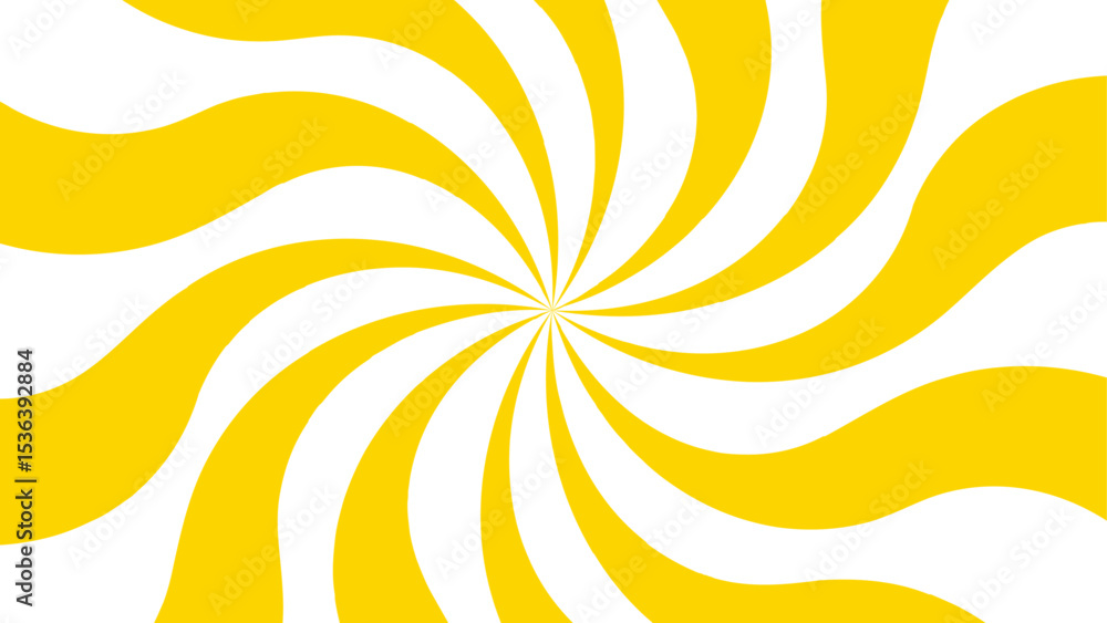 Poster abstract bold and clean background with a yellow and white spiral twist pattern. curved, wavy rays f
