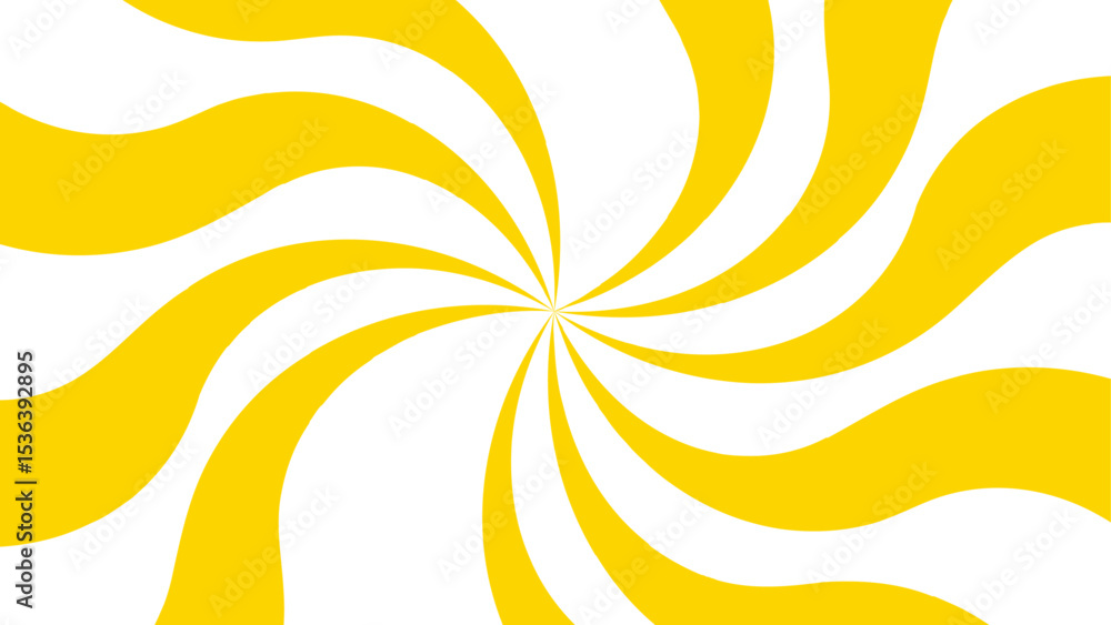 Poster abstract bold and clean background with a yellow and white spiral twist pattern. curved, wavy rays f