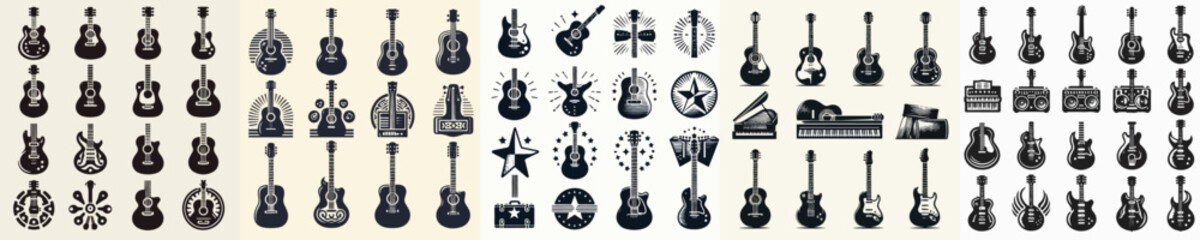 set of vector silhouette gitar icons