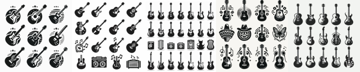 set of vector silhouette gitar icons