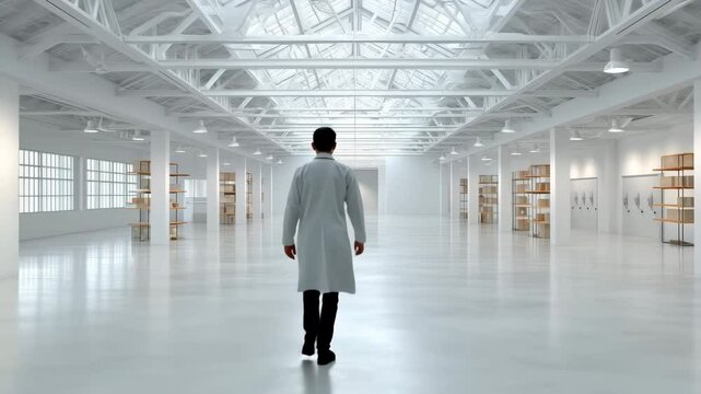 Modern Storage Warehouse Interior with Modular Racking and LED Lighting