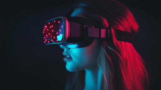 Woman Experiencing Immersive Virtual Reality