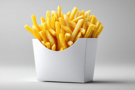 white paper box of French fries