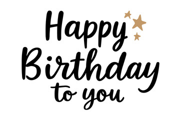 Elegant Handwritten Style Happy Birthday Greetings with Stars Celebration Design
