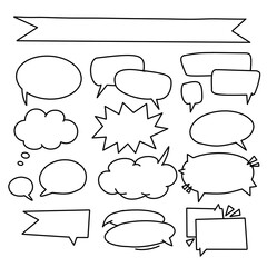 hand-drawn comic speech bubble set - vector outline collection for stickers, comics and design