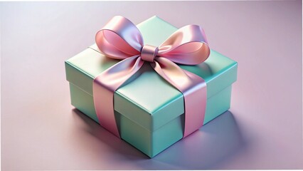 Fototapeta premium A wrapped pink gift box with a pink ribbon and bow is a perfect birthday surprise for any holiday celebration