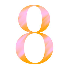 Smudged orange and pink pattern numbers