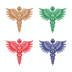 Healthcare and Medicine Icon: Winged Caduceus with Snakes for Professional Design, ai generated	