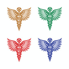 Caduceus Medical Symbol Vector Silhouette for Healthcare and Medicine, Ai generated	