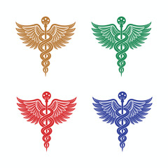 Healthcare and Medicine Icon: Winged Caduceus with Snakes for Professional Design, ai generated	