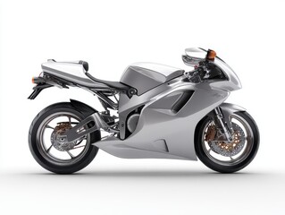 Fototapeta premium Silver Sportbike Studio Shot Sleek Design on White Background