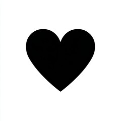 Simple Black Heart on White Background