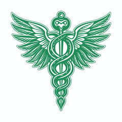 Healthcare and Medicine Icon: Winged Caduceus with Snakes for Professional Design, ai generated	
