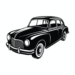 Naklejka premium Classic old vintage car automobile silhouette artwork design 