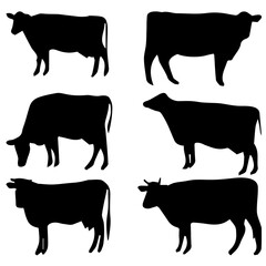 vector free black and white. cow image ,icon and illustration