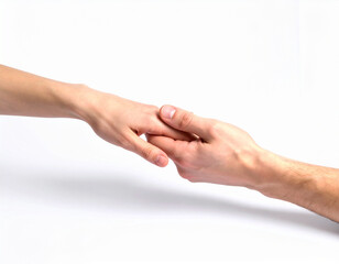 Mano de hombre y mano de mujer unidas en concepto de ayuda  o amistad y confianza