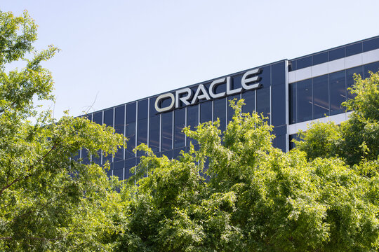 Austin, TX, USA - Apr 11, 2025: Exterior view of Oracle's World Headquarters in Austin, Texas. Oracle Corporation is an American multinational computer technology company.