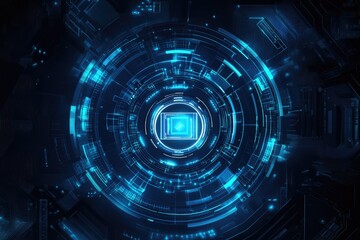 Fototapeta premium Abstract, glowing, circular, digital circuit