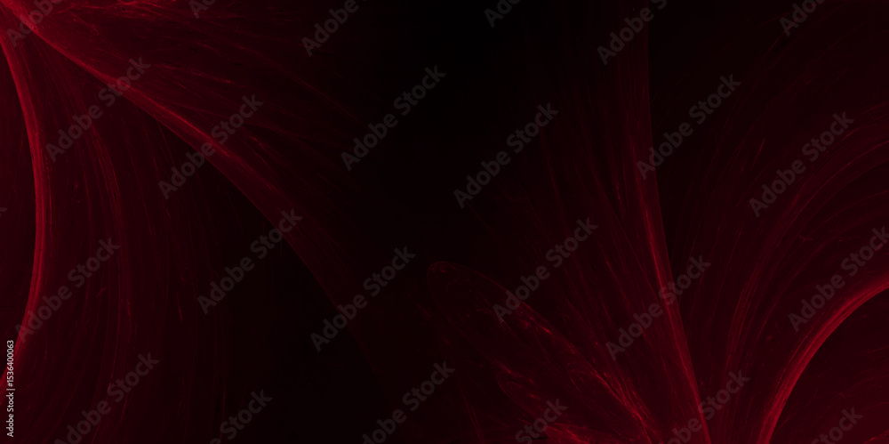 Poster abstract digital art with red and pink swirling lines with black background. abstract red light trai