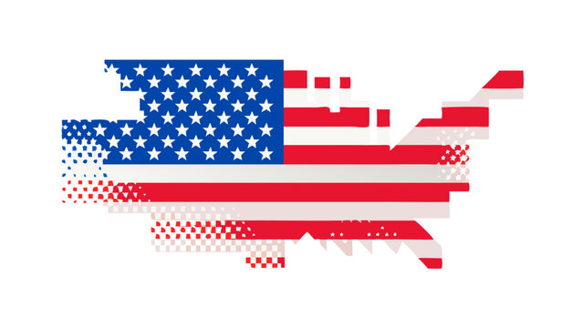 Usa map abstract pixelated american flag design - Powered by Adobe