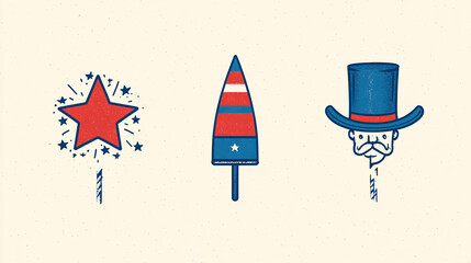 Festive Celebration Star Hat and Cone Design Elements