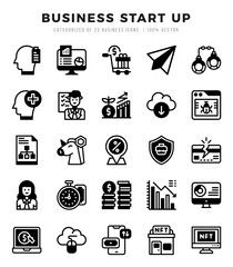 Business Start Up icons set. Collection of simple Lineal Filled web icons.